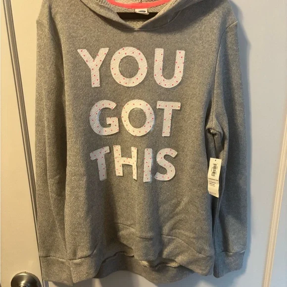 Girls size large Old Navy Gray and Pink Hoodie NWT - Picture 1 of 4
